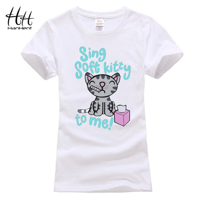 T-shirts HanHent cute cat soft kitty lover T-shirt women summer Tees