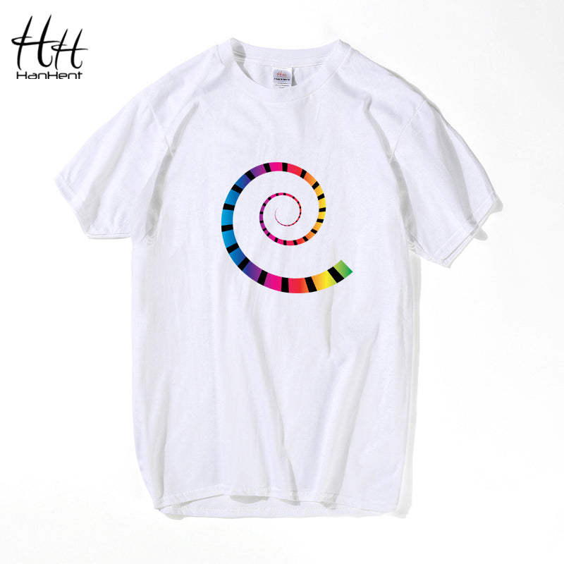 T-Shirts HanHent Printed Spiral O-neck Cotton