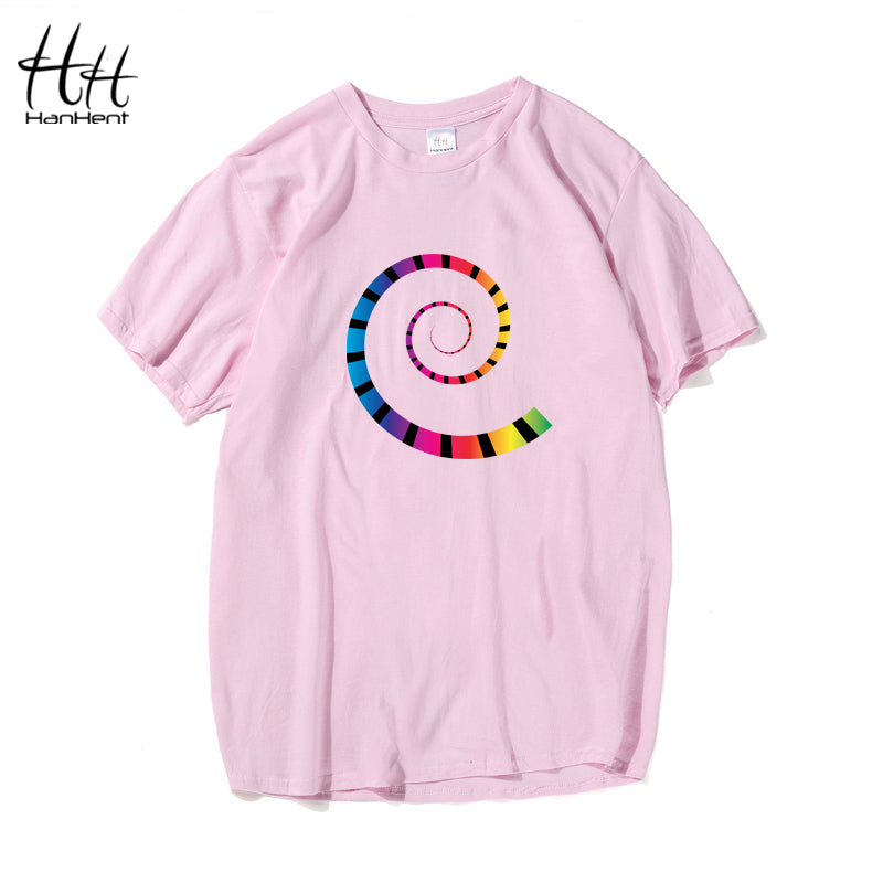 T-Shirts HanHent Printed Spiral O-neck Cotton