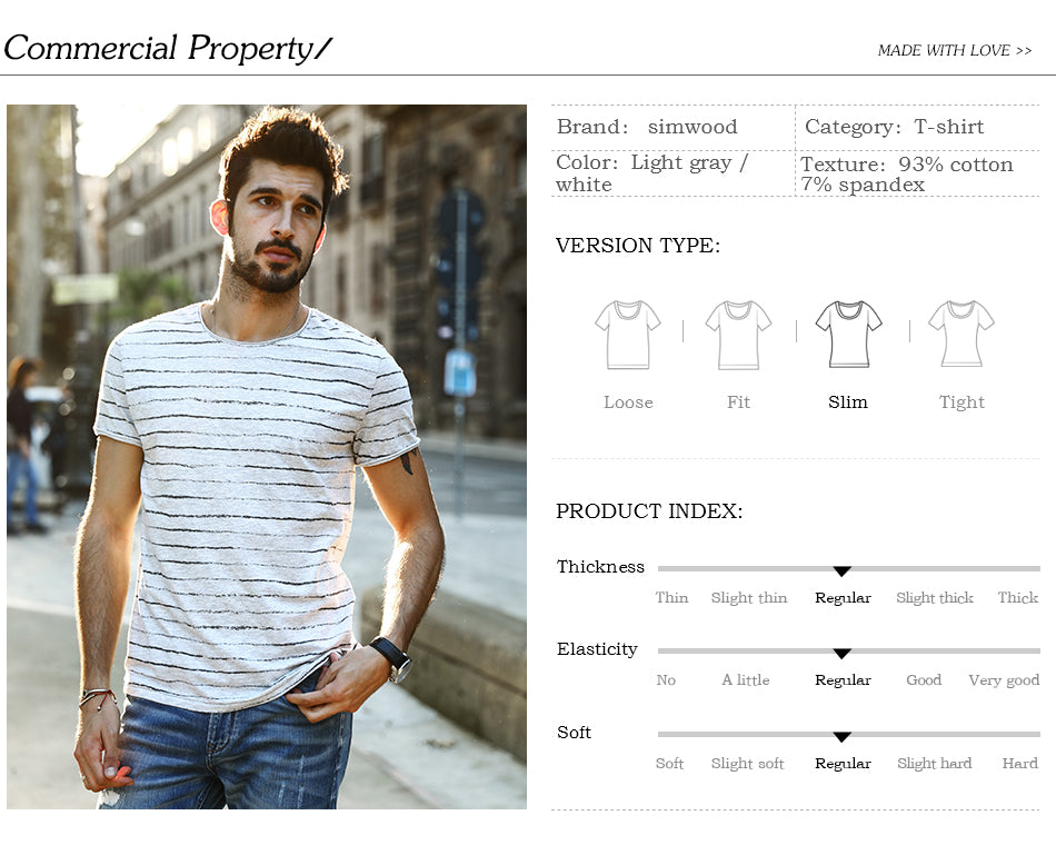 SIMWOOD Spring Summer T Shirt Men Short