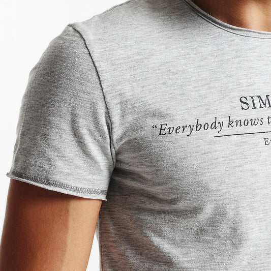 SIMWOOD T shirt  Summer Casual Slim T shirt Mens