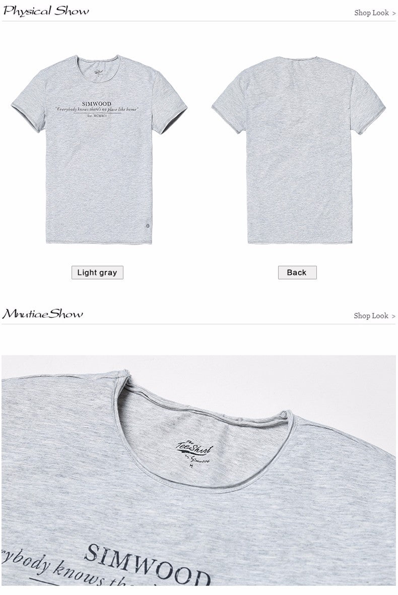 SIMWOOD T shirt  Summer Casual Slim T shirt Mens