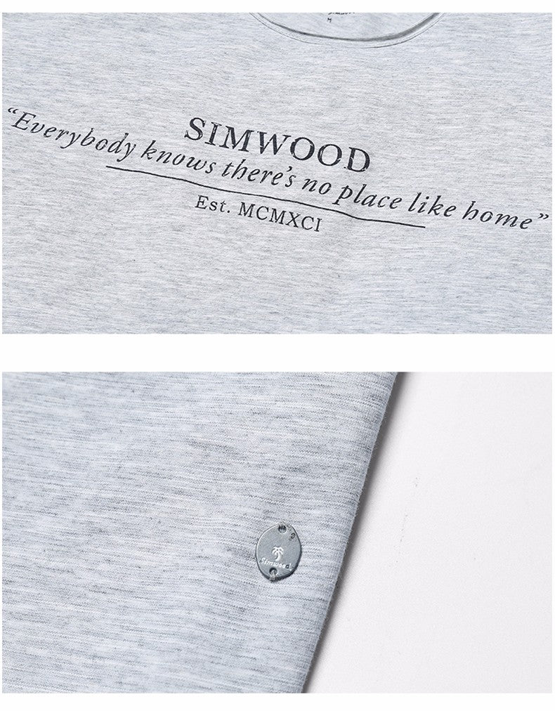 SIMWOOD T shirt  Summer Casual Slim T shirt Mens