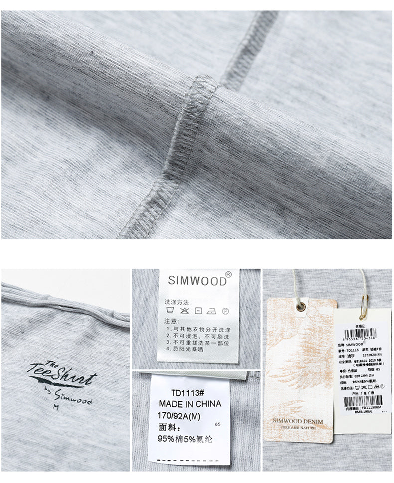 SIMWOOD T shirt  Summer Casual Slim T shirt Mens