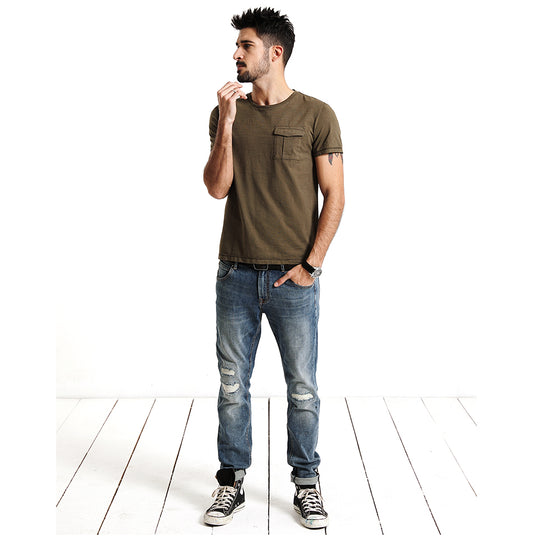 SIMWOOD T Shirts Men 100% Pure Cotton Pocket