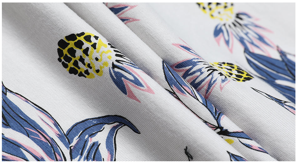 SIMWOOD T Shirt Men Floral Hawaiian 100% Pure Cotton