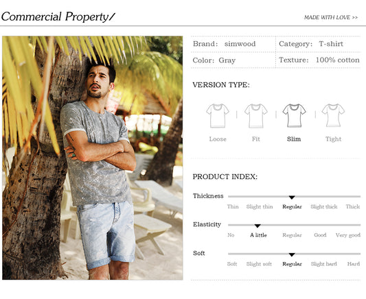 SIMWOOD T Shirt Men Marble 100% Pure Cotton Fashion Tops Brand Clothing