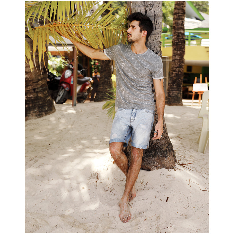 SIMWOOD T Shirt Men Marble 100% Pure Cotton Fashion Tops Brand Clothing