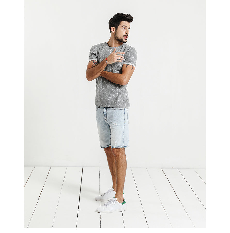 SIMWOOD T Shirt Men Marble 100% Pure Cotton Fashion Tops Brand Clothing