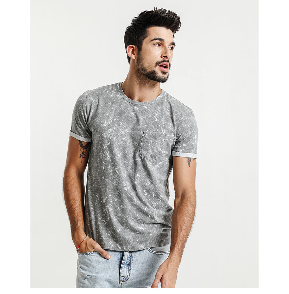 SIMWOOD T Shirt Men Marble 100% Pure Cotton Fashion Tops Brand Clothing