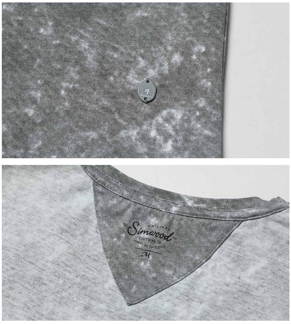 SIMWOOD T Shirt Men Marble 100% Pure Cotton Fashion Tops Brand Clothing