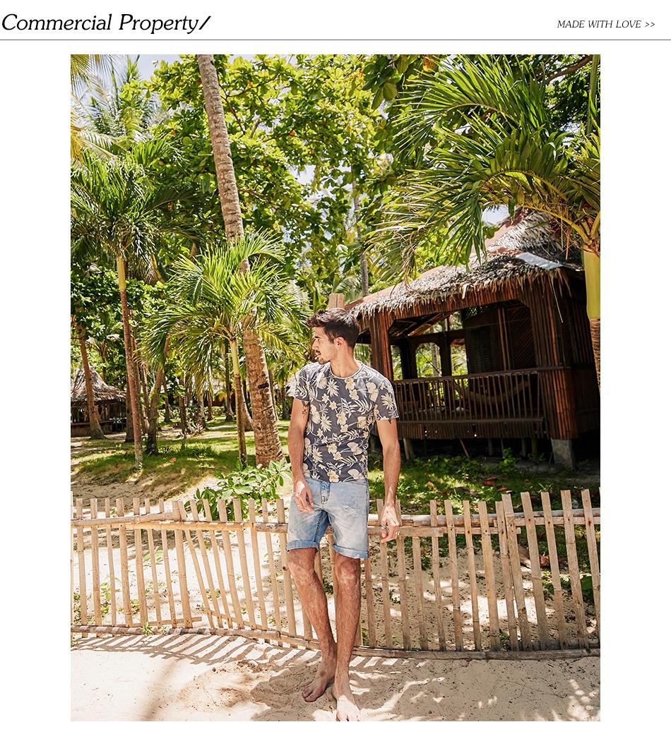 SIMWOOD T Shirt Men Slim Fit 100% Pure Cotton Print Floral Brand Clothing Plus Size