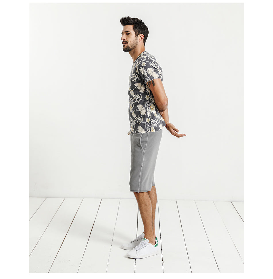 SIMWOOD T Shirt Men Slim Fit 100% Pure Cotton Print Floral Brand Clothing Plus Size