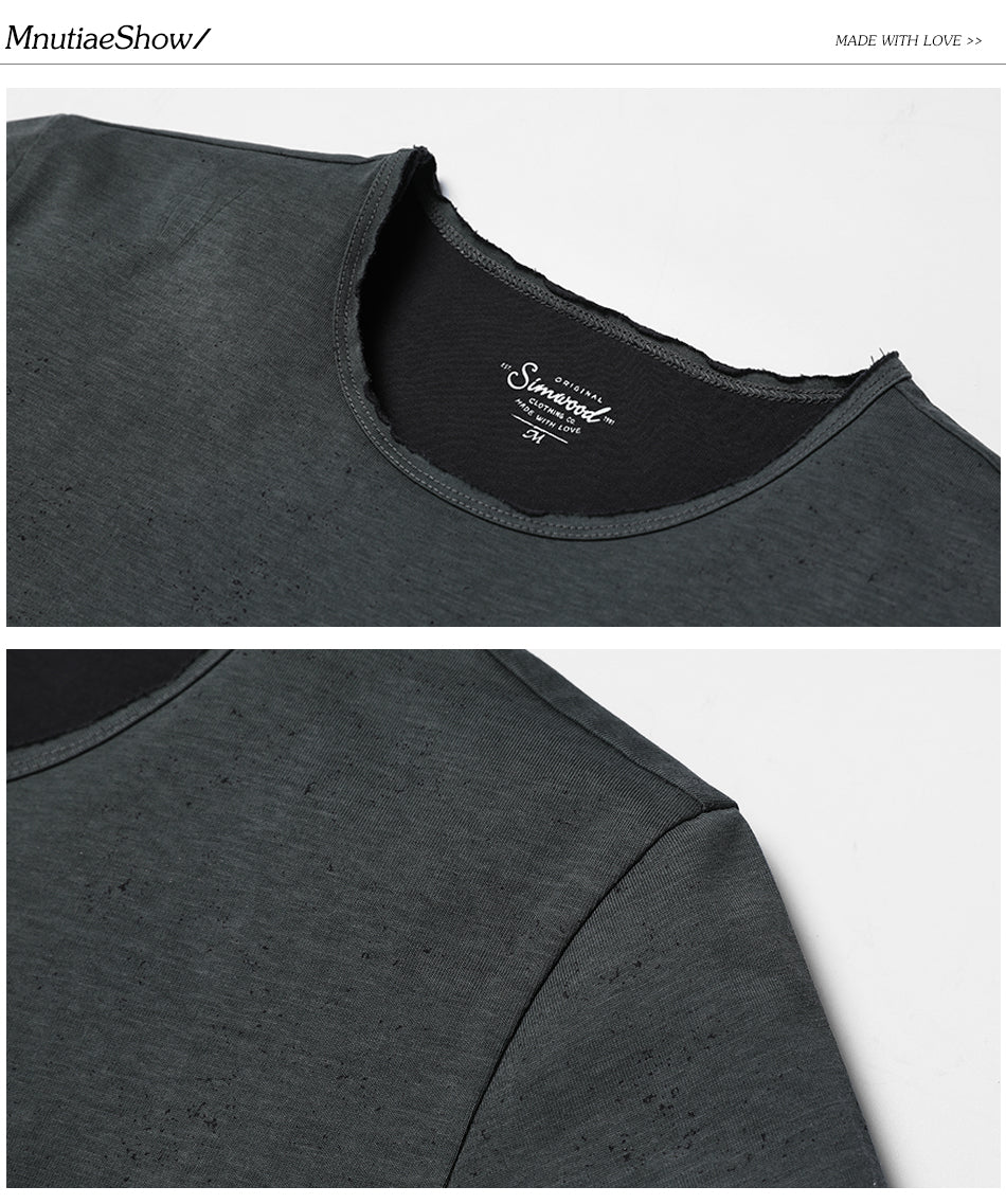 SIMWOOD T Shirts Men 100% Pure Cotton O-neck Brand Clothing Slim Fit Plus Size