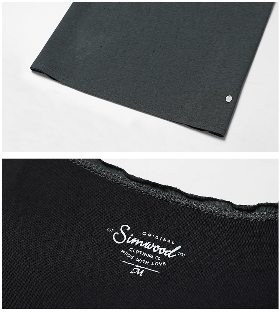 SIMWOOD T Shirts Men 100% Pure Cotton O-neck Brand Clothing Slim Fit Plus Size