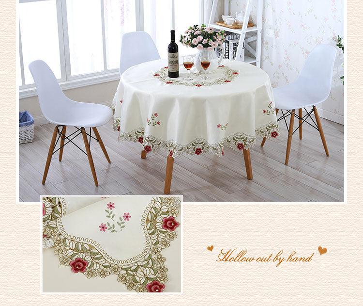 Table runners Flowers with Lace Edge Polyester Square Table Cover