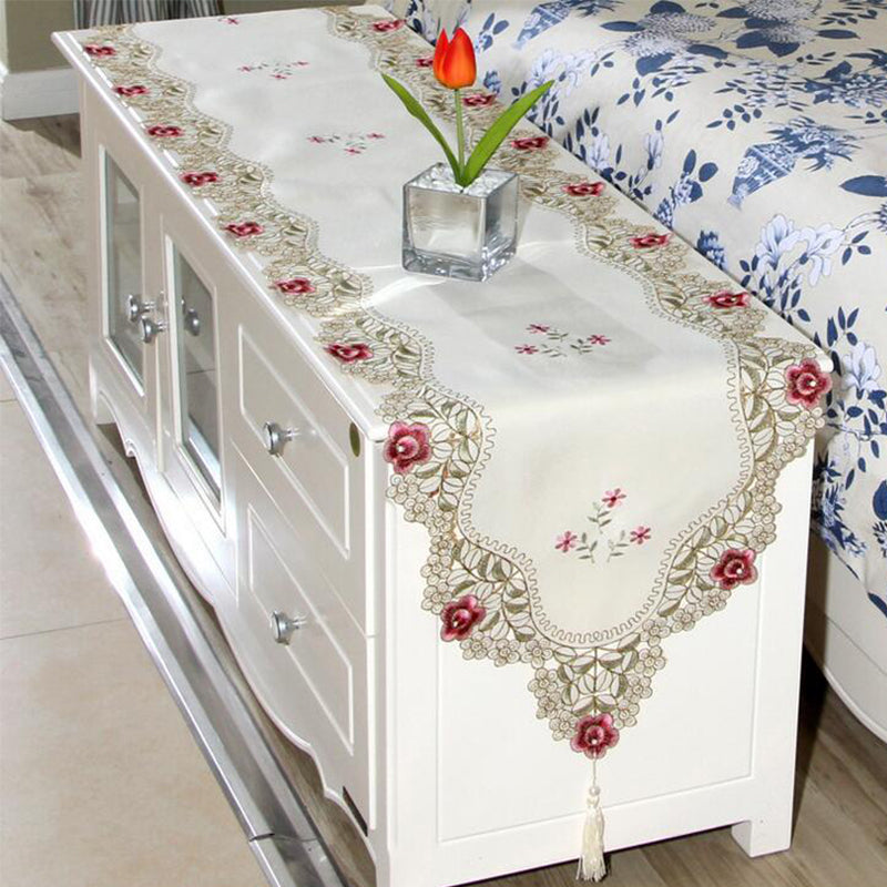 Table Runner Flower Leaves Table Covers Dustproof Table Decor for Home