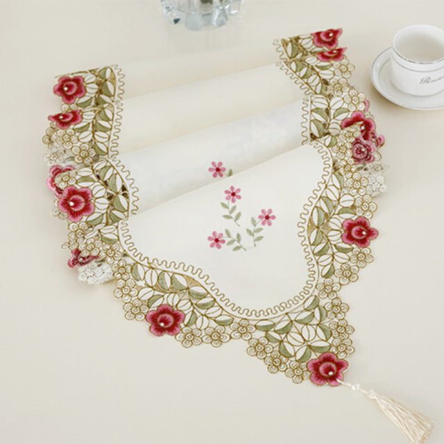 Table Runner Flower Leaves Table Covers Dustproof Table Decor for Home