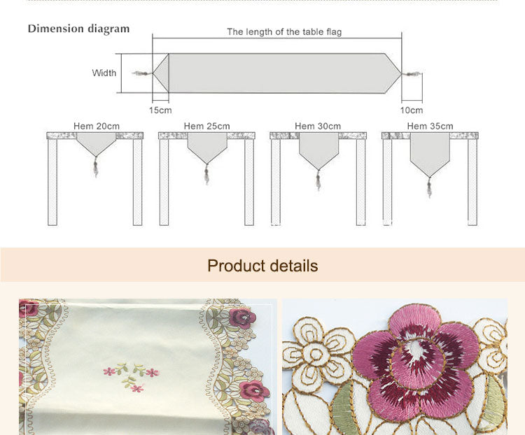 Table Runner Flower Leaves Table Covers Dustproof Table Decor for Home