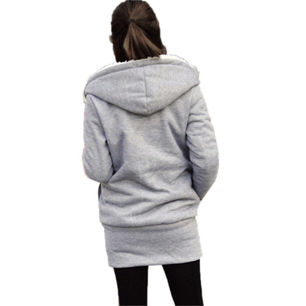 ZANZEA Womens Hoodies Overcoat Winter Autumn cotton long Coat Zip Up Outerwear Female Hoode