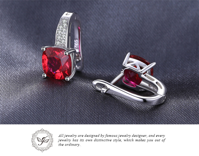 JewelryPalace 4ct Pigeon Blood Red Ruby Engagement Wedding  Solid 925 Sterling Silver Earrings  Clip Fine Jewelry Brand New
