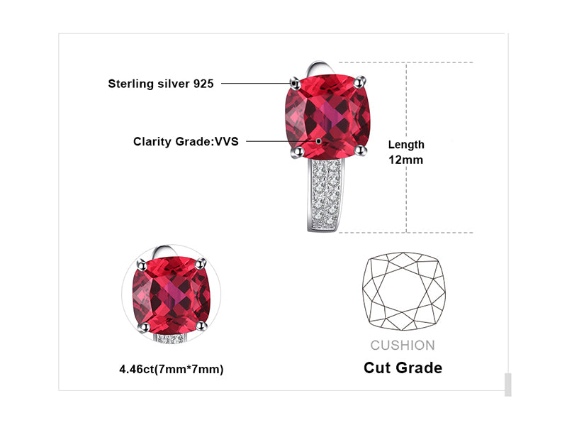 JewelryPalace 4ct Pigeon Blood Red Ruby Engagement Wedding  Solid 925 Sterling Silver Earrings  Clip Fine Jewelry Brand New