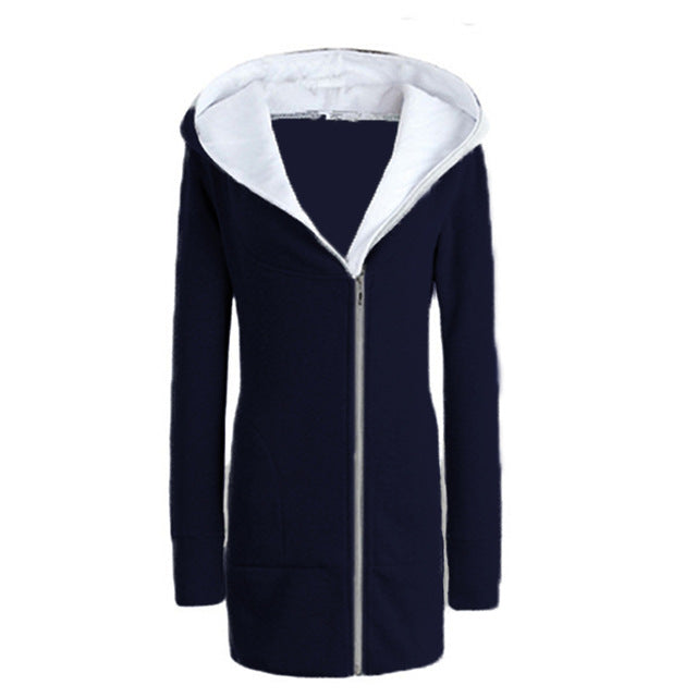 ZANZEA Womens Hoodies Overcoat Winter Autumn cotton long Coat Zip Up Outerwear Female Hoode