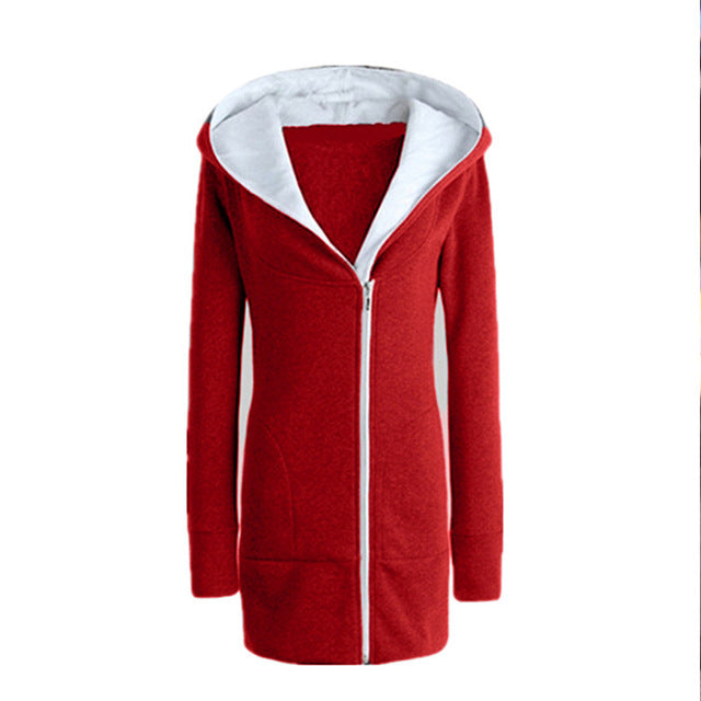 ZANZEA Womens Hoodies Overcoat Winter Autumn cotton long Coat Zip Up Outerwear Female Hoode