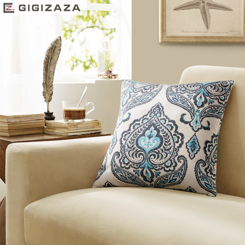 Pillows Boho Blue Printing Plant Style Sofa Decorative Pillow Pillowcase Cushion