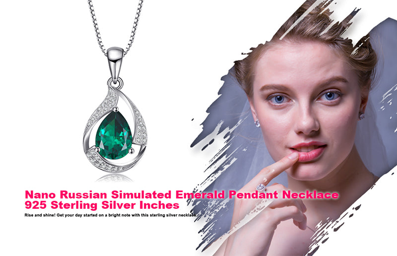 JewelryPalace Pear 2.7ct Created Green Nano Russian Emerald Pendant 925 Sterling Silver Wholesale Fashion Pendant No Chain