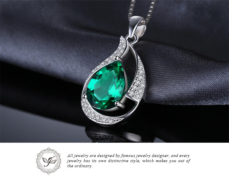 JewelryPalace Pear 2.7ct Created Green Nano Russian Emerald Pendant 925 Sterling Silver Wholesale Fashion Pendant No Chain