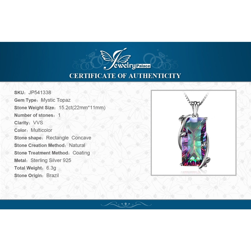 Huge 16ct Genuine Natural Fire Rainbow Mystic Topaz Pendant Charm Solid 925 Sterling Silver Vintage Fashion Women Jewelry 2016