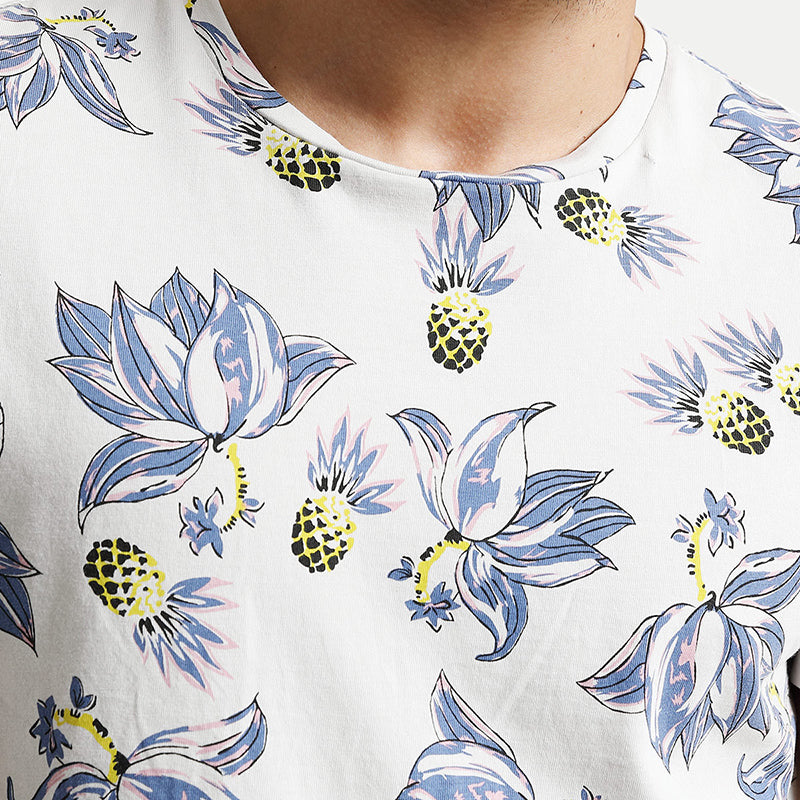 SIMWOOD T Shirt Men Floral Hawaiian 100% Pure Cotton