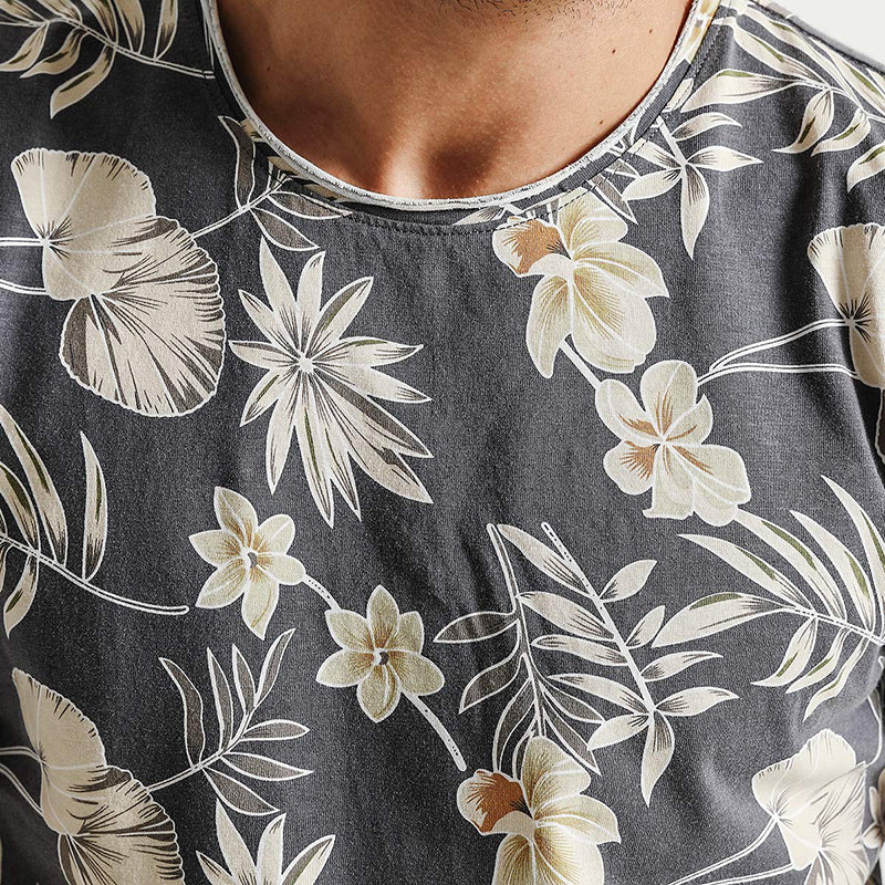 SIMWOOD T Shirt Men Slim Fit 100% Pure Cotton Print Floral Brand Clothing Plus Size