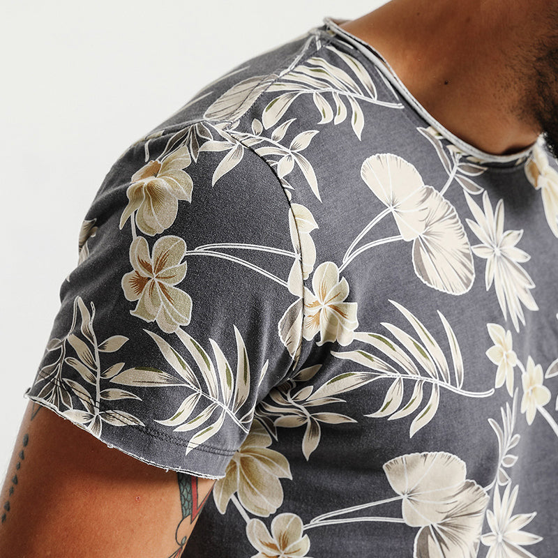 SIMWOOD T Shirt Men Slim Fit 100% Pure Cotton Print Floral Brand Clothing Plus Size