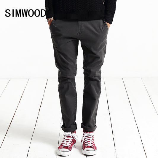 SIMWOOD Pants Men  Fashion Long Trouser Cotton High Quality