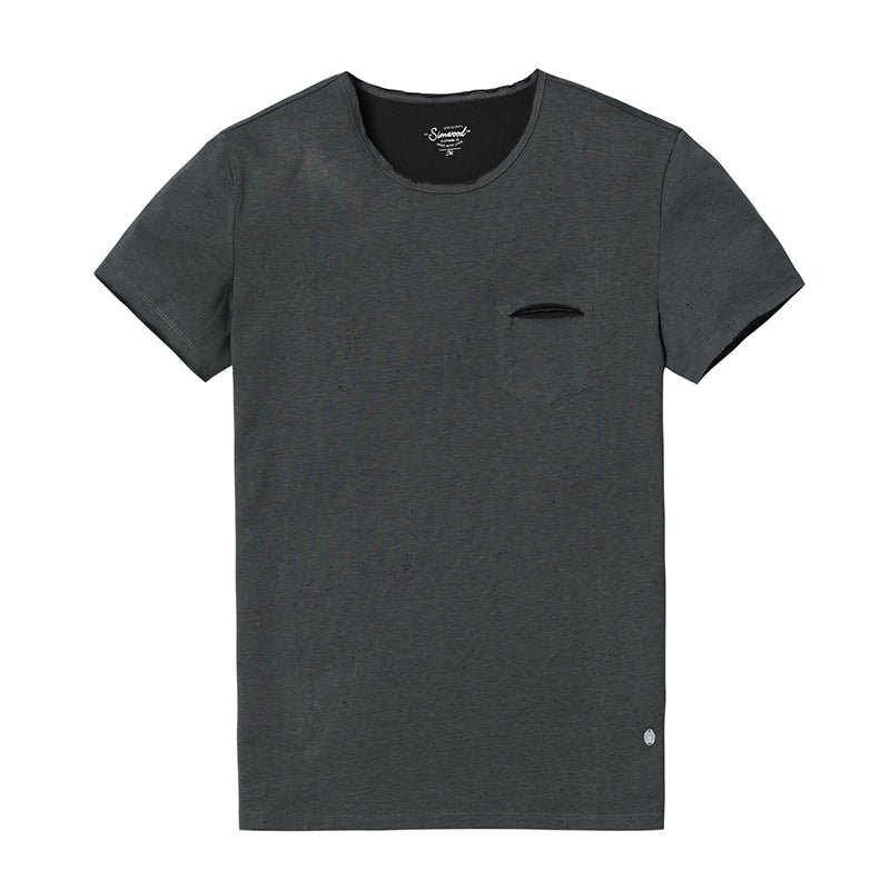 SIMWOOD T Shirts Men 100% Pure Cotton O-neck Brand Clothing Slim Fit Plus Size