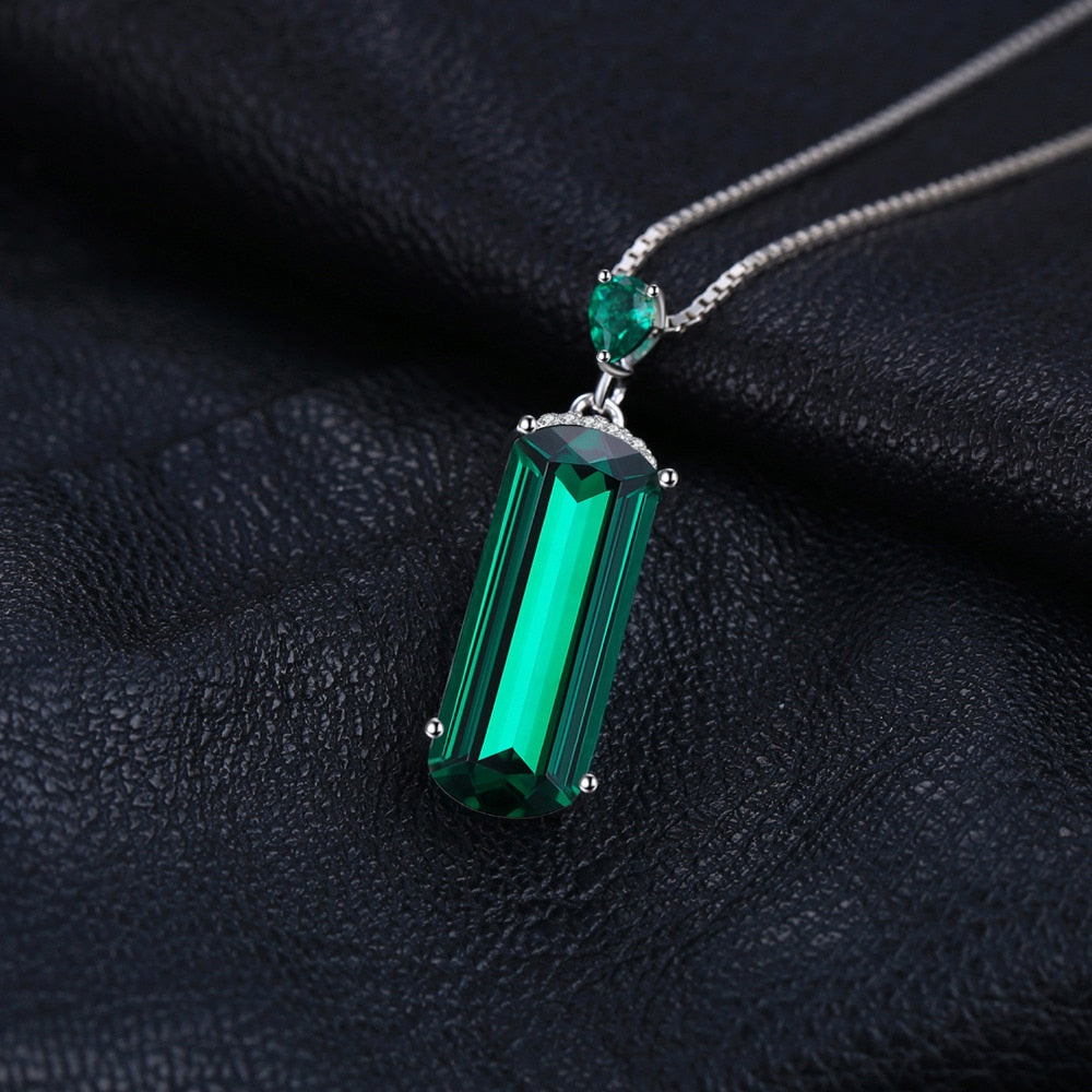 JewelryPalace Fancy Cut 4.4ct Created Green Russian Nano Emerald Pendant 925 Sterling Silver Fine Jewelry Not Include the Chain