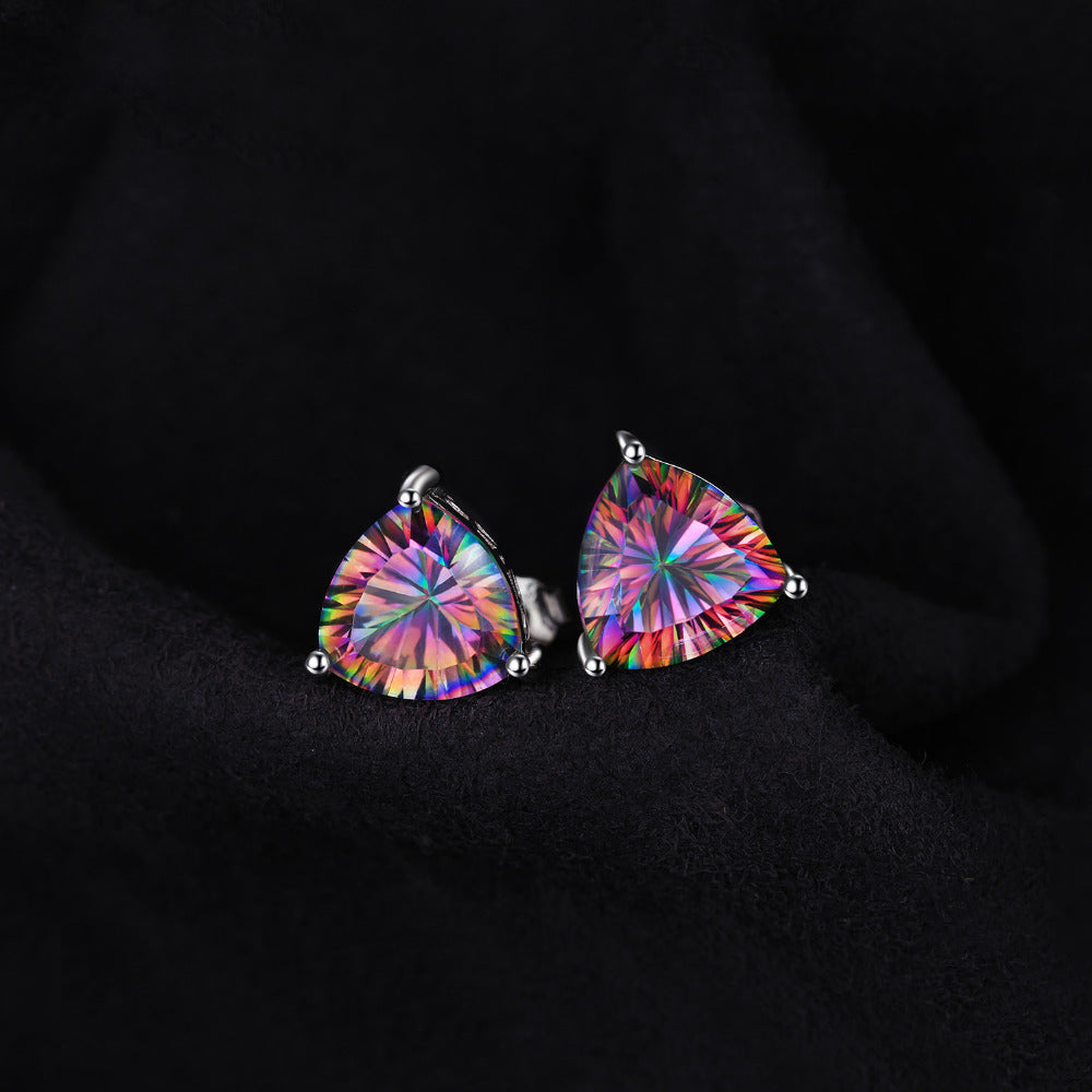 Earring JewelryPalace 925 Sterling Silver 4.5ct Genuine Nature Rainbow Fire Red Multicolor