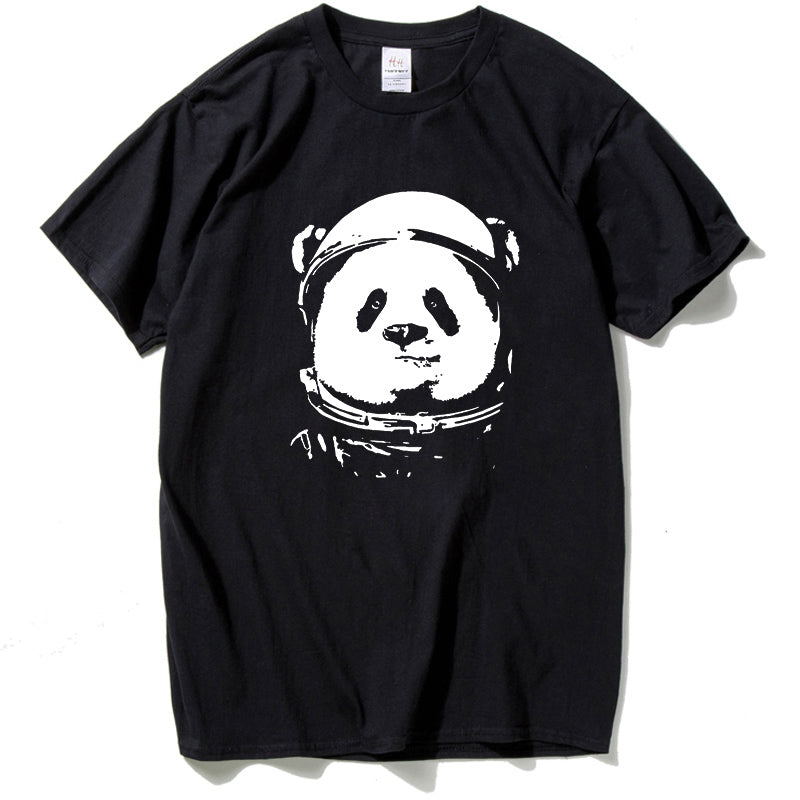 T-shirts HanHent Space Panda Men 2018 Fashion Cute Animal Funny Tee Shirts O-neck