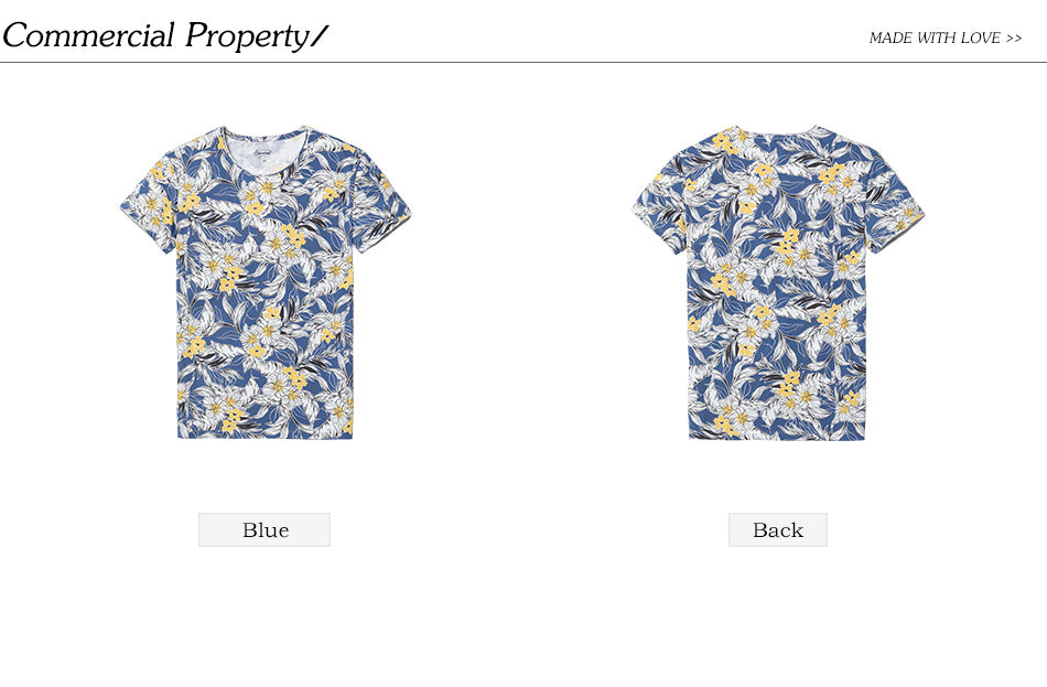 SIMWOOD Hawaiian Print Short Sleeve 100% Pure Cotton Slim Fit Skinny Fashion Tees Brand Clothing