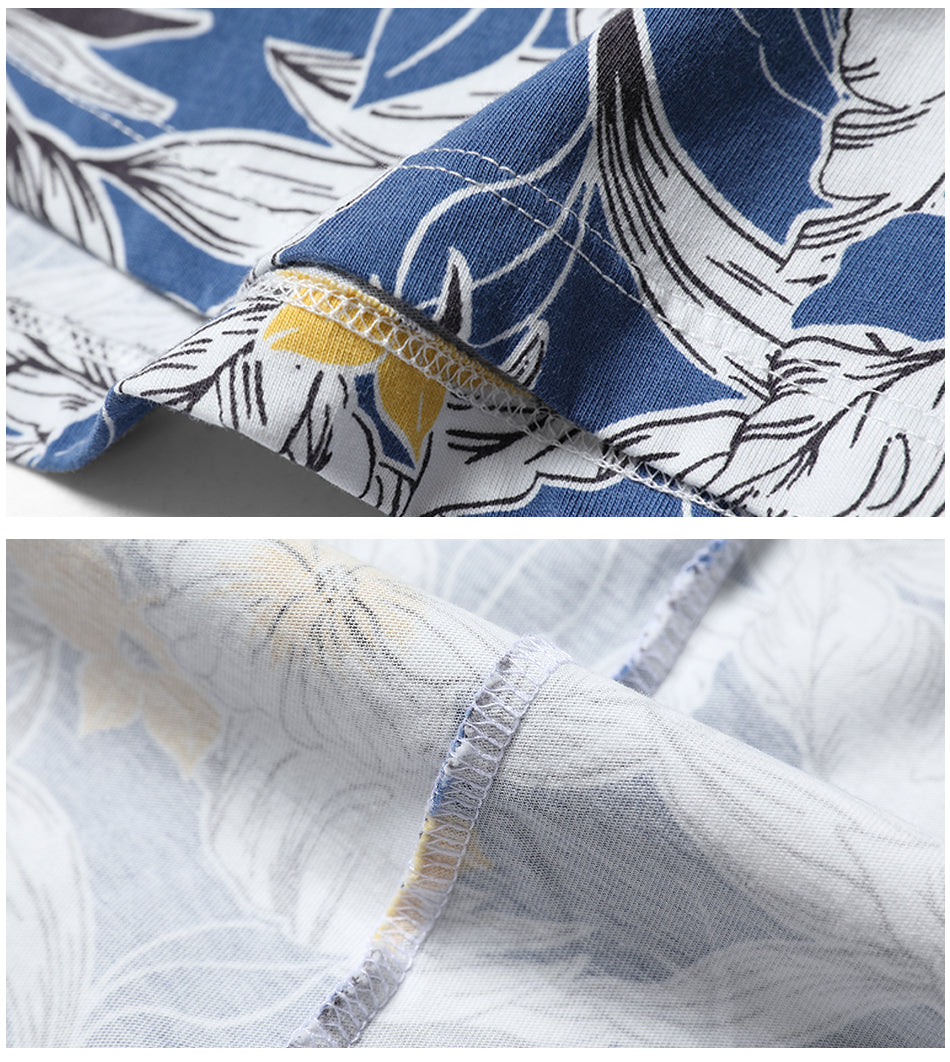 SIMWOOD Hawaiian Print Short Sleeve 100% Pure Cotton Slim Fit Skinny Fashion Tees Brand Clothing