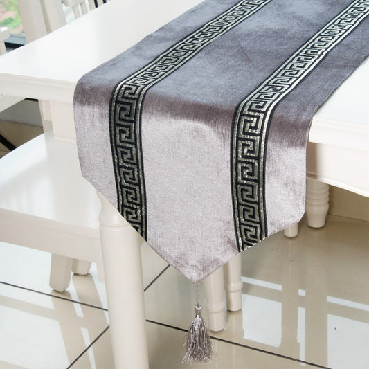 Table Runners Stripe Geometric Modern Luxury Cloth with Tassels Dining Decoration for Wedding Party Home Office 5 color