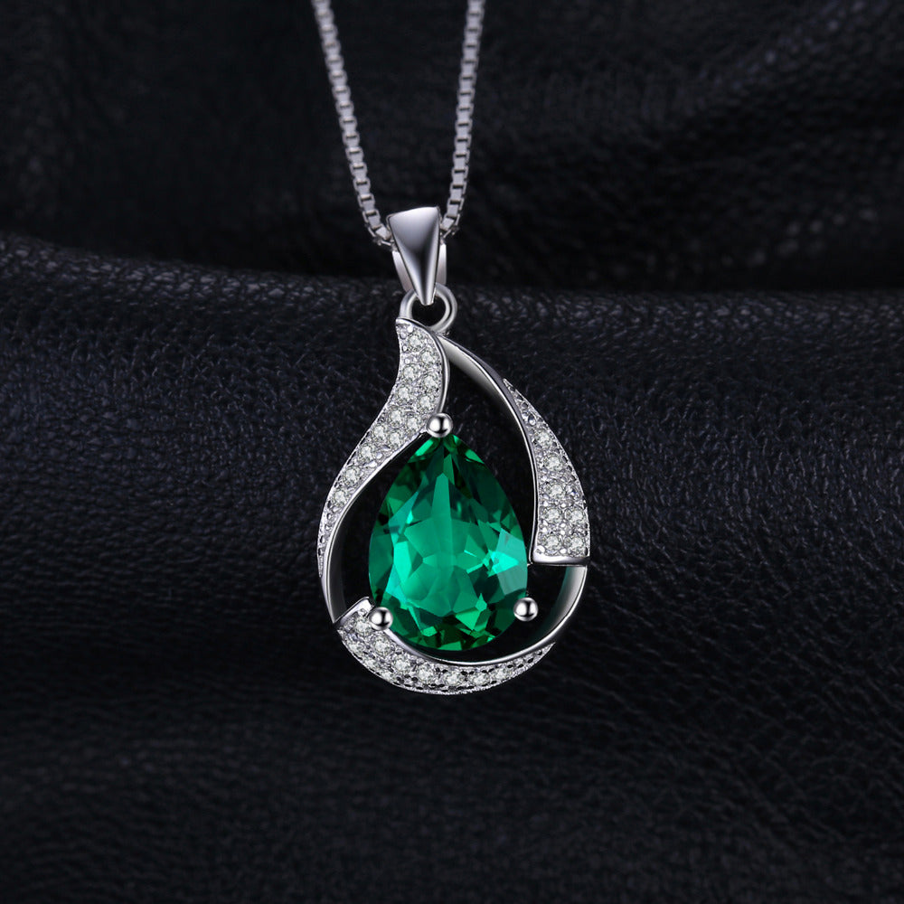 JewelryPalace Pear 2.7ct Created Green Nano Russian Emerald Pendant 925 Sterling Silver Wholesale Fashion Pendant No Chain