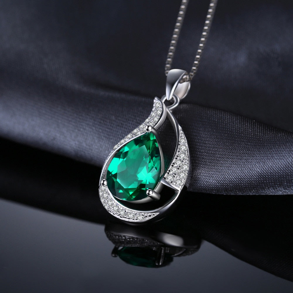 JewelryPalace Pear 2.7ct Created Green Nano Russian Emerald Pendant 925 Sterling Silver Wholesale Fashion Pendant No Chain