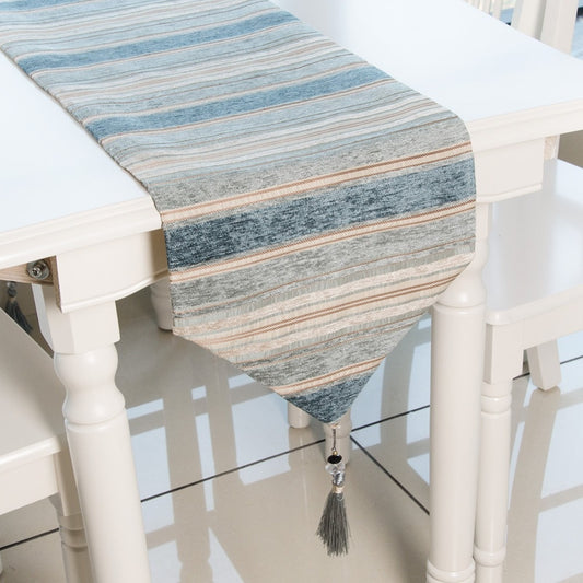 Table Runners Colorful Stripes With Tassels Chenille Canvas Fabric Top Decoration Home