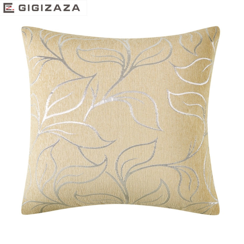 Silence Leaves Silver Jcquard Chenille fabric Wholesales Pillow cushion tan Cushion cover Home Decorative 45x45cm/50*50cm