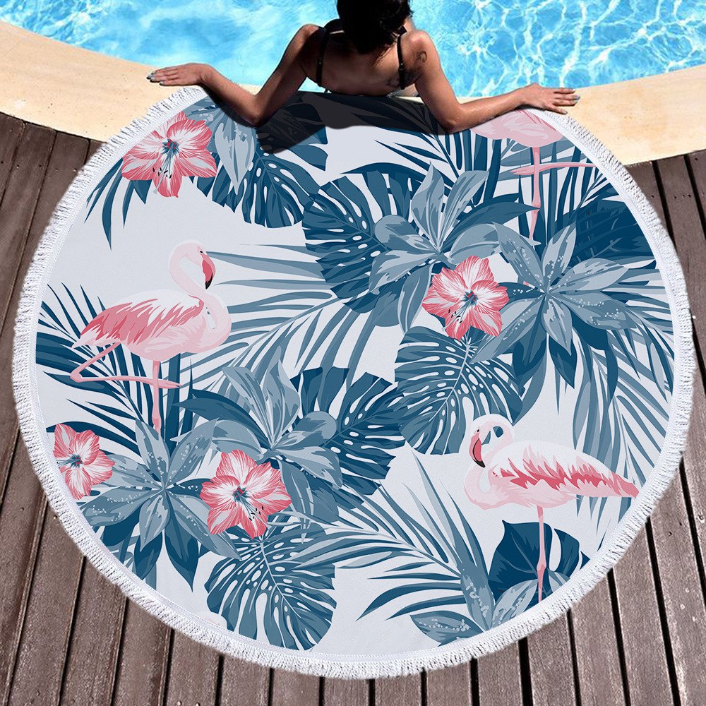 Tropical Plants Succulent Monstera Floral Round Beach Towel Printing Plush Yoga Mat Tassel Tapestry Travel Picnic Outdoor Pads