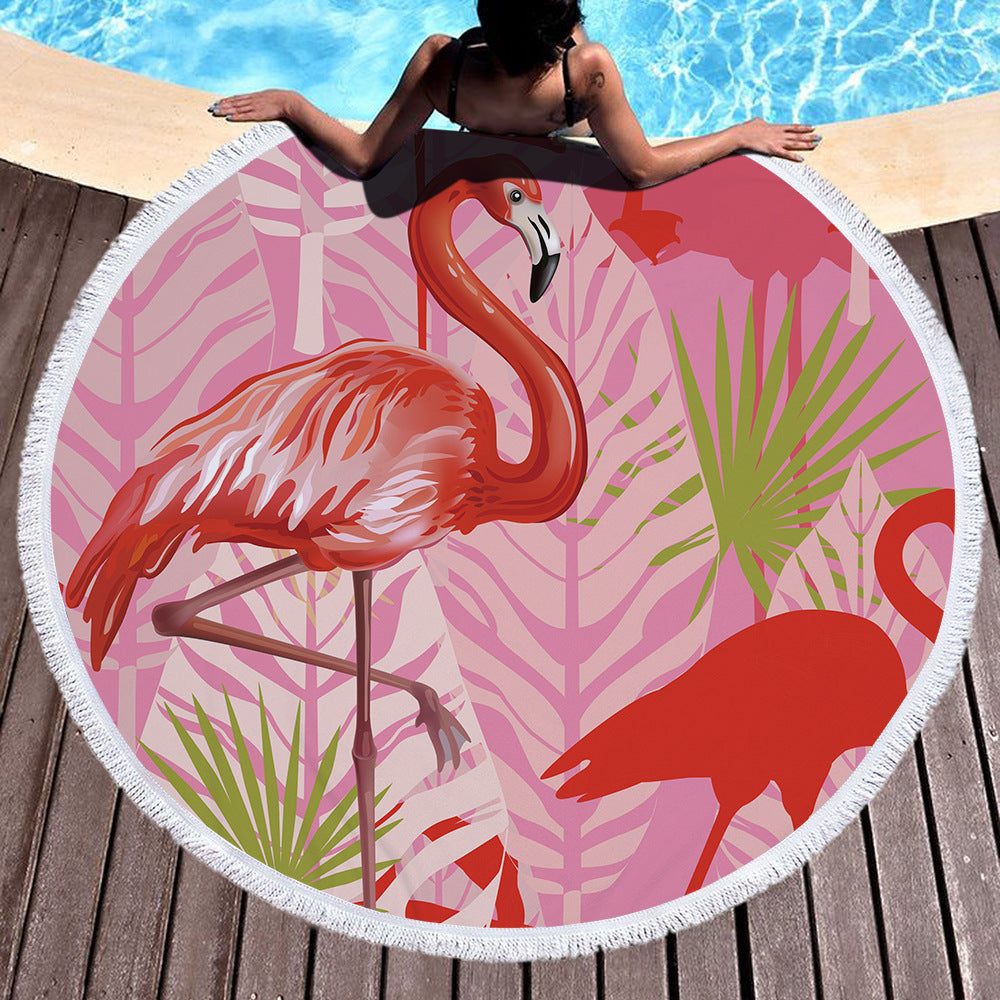 Tropical Plants Succulent Monstera Floral Round Beach Towel Printing Plush Yoga Mat Tassel Tapestry Travel Picnic Outdoor Pads