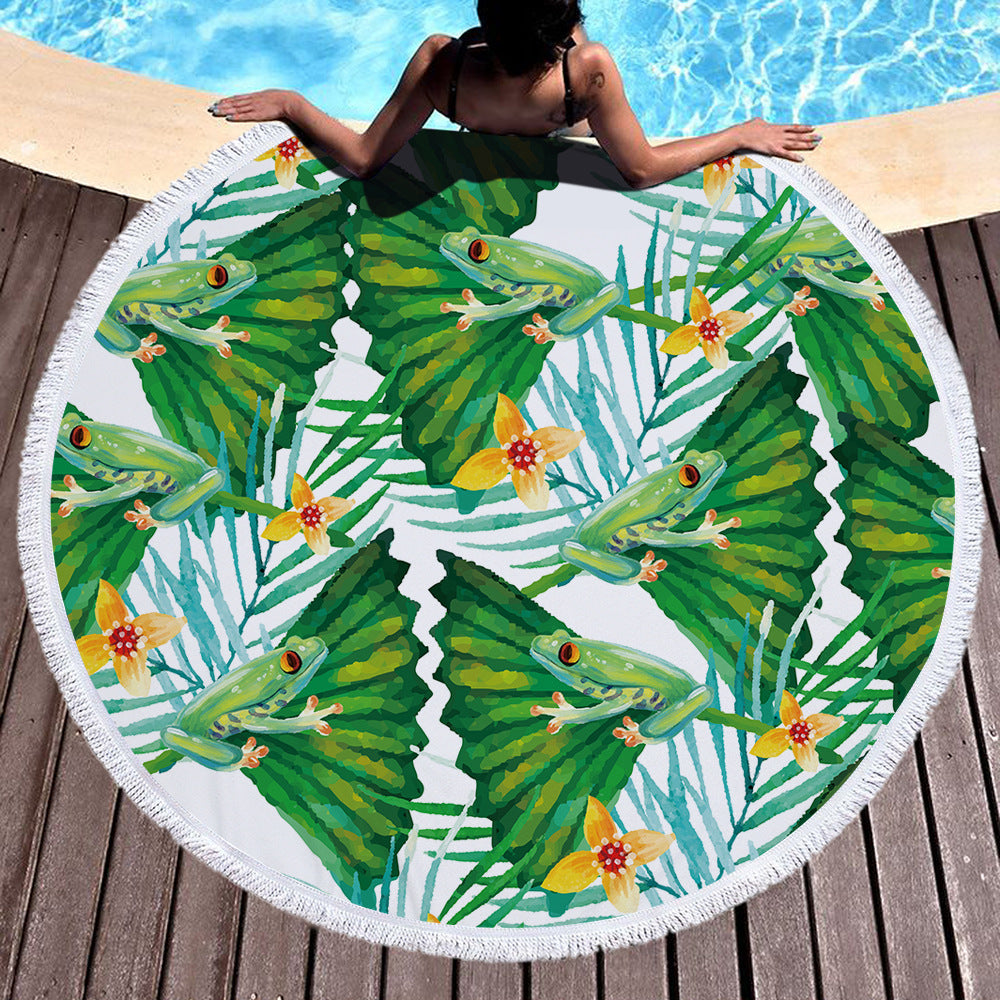 Tropical Plants Succulent Monstera Floral Round Beach Towel Printing Plush Yoga Mat Tassel Tapestry Travel Picnic Outdoor Pads